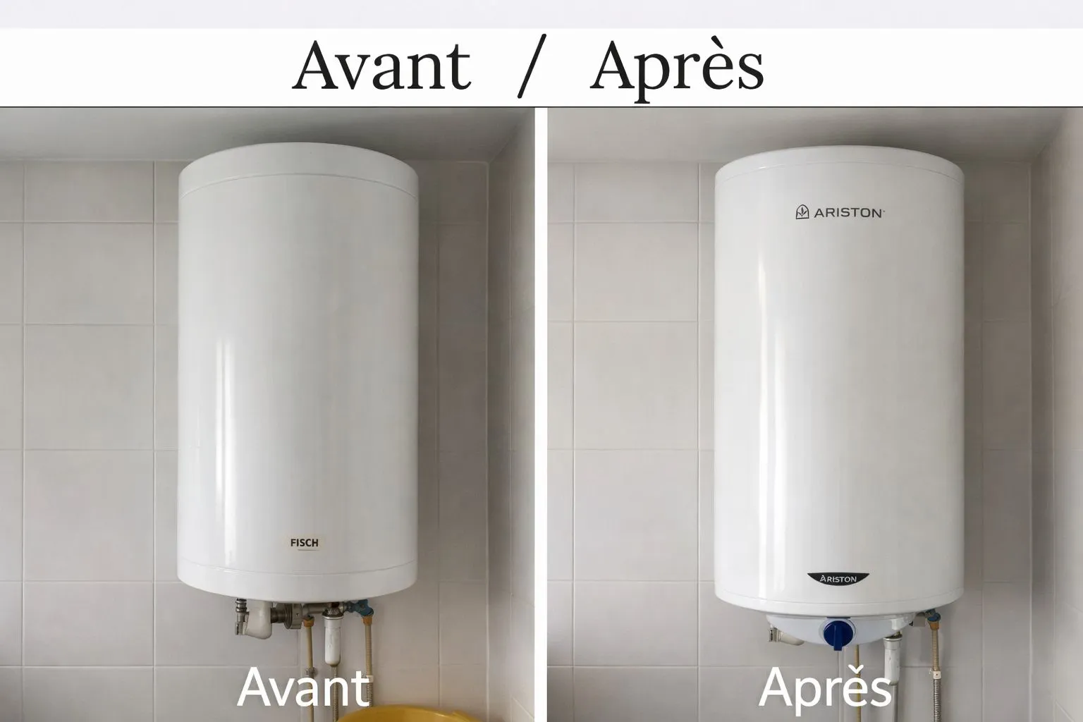Avant/après remplacement de boiler Fisch vers Ariston par ITR Services