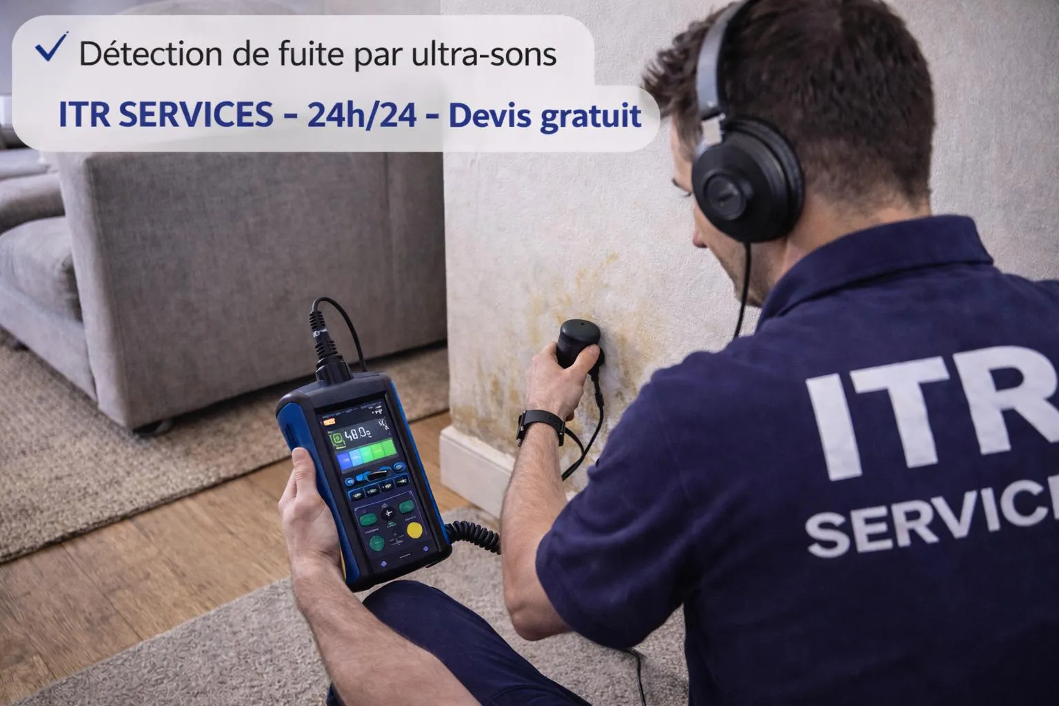 Technicien ITR Services détectant une fuite par ultra-sons