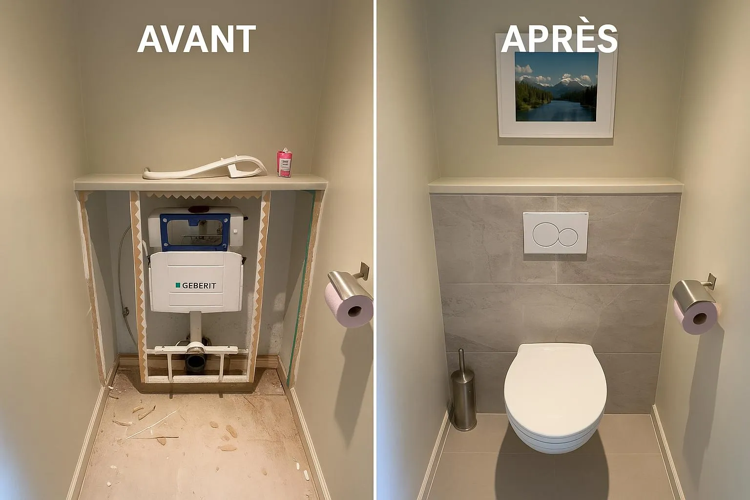 Avant/après installation WC suspendu Geberit par ITR Services